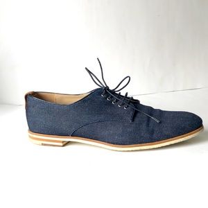 AGL denim with leather lining Oxford Lace Up Loafer shoes. Made in Italy Size 10
